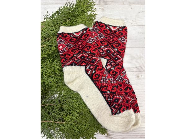 Шкарпетки жіночі з овечої шерсті Орнамент