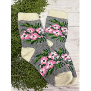Шкарпетки жіночі з овечої шерсті Квіти