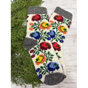 Шкарпетки жіночі з овечої шерсті Квіти