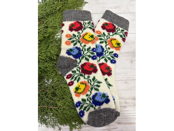 Шкарпетки жіночі з овечої шерсті Квіти
