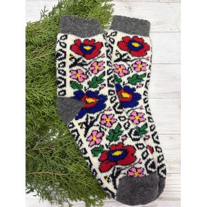 Шкарпетки жіночі з овечої шерсті Квіти