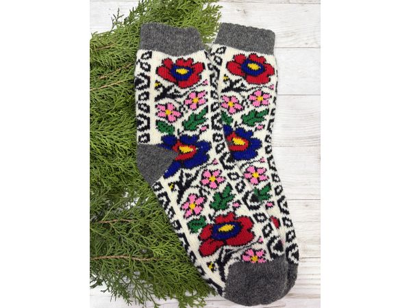 Шкарпетки жіночі з овечої шерсті Квіти