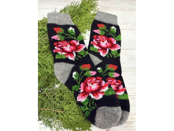 Шкарпетки жіночі з овечої шерсті  Троянди 
