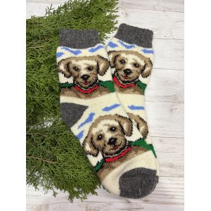 Шкарпетки жіночі з овечої вовни Песик