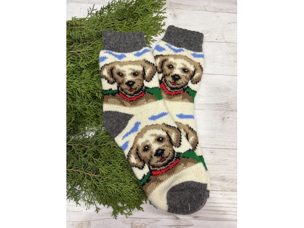 Шкарпетки жіночі з овечої вовни Песик