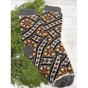 Жіночі теплі шкарпетки з овечої вовни з  орнаментом