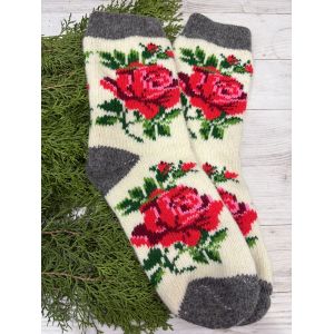 Жіночі теплі шкарпетки з овечої вовни Троянди