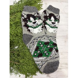 Жіночі теплі шкарпетки з овечої вовни Котик