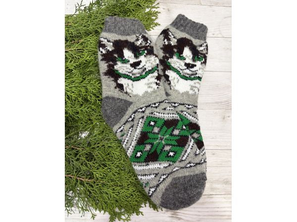 Жіночі теплі шкарпетки з овечої вовни Котик