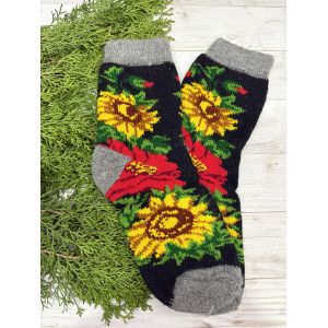 Жіночі теплі шкарпетки з овечої вовни Квіти