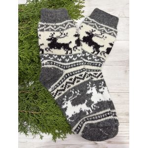 Жіночі теплі шкарпетки з овечої вовни Олені