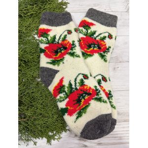 Жіночі теплі шкарпетки з овечої вовни Маки