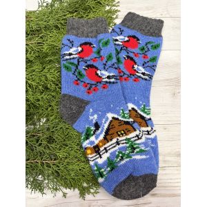 Жіночі теплі шкарпетки з овечої вовни Снігурі Хатинка