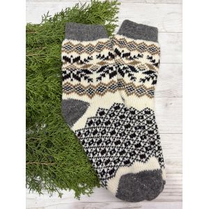 Жіночі теплі шкарпетки з овечої вовни Орнамент