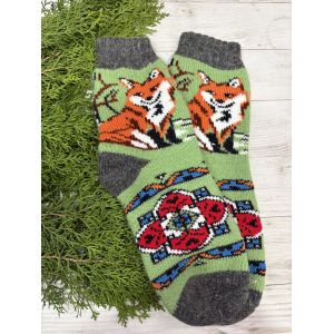 Жіночі теплі шкарпетки з овечої вовни Лисичка