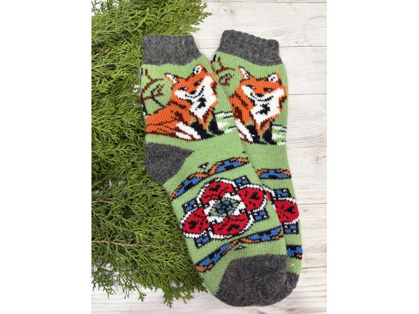 Жіночі теплі шкарпетки з овечої вовни Лисичка