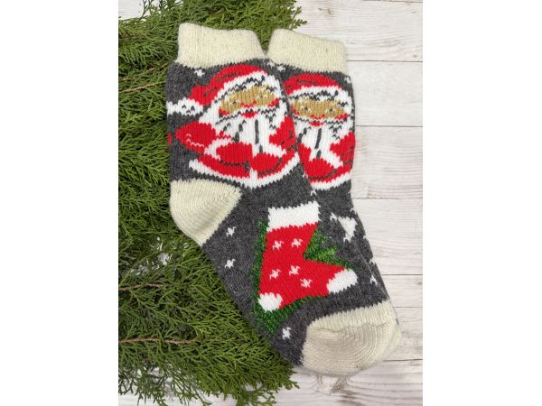 Жіночі теплі шкарпетки з овечої вовни Санта