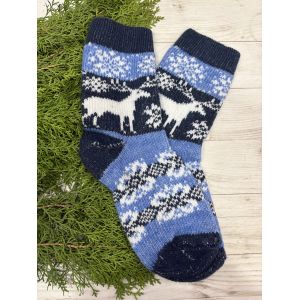 Жіночі теплі шкарпетки з овечої вовни Новорічні Олені