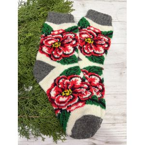 Жіночі теплі шкарпетки з овечої вовни Квіти