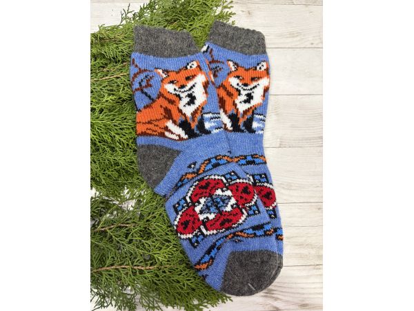 Жіночі теплі шкарпетки з овечої вовни Лисичка