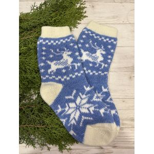 Жіночі теплі шкарпетки з овечої вовни Олені