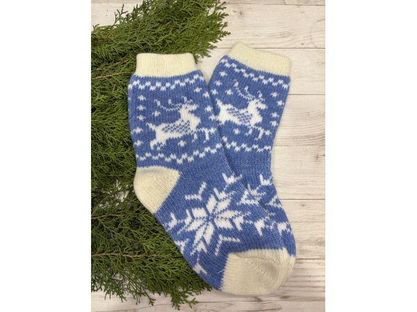 Жіночі теплі шкарпетки з овечої вовни Олені