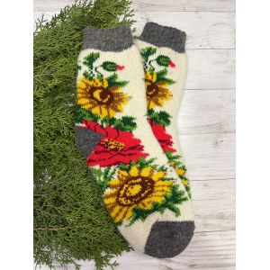 Жіночі теплі шкарпетки з овечої вовни Квіти