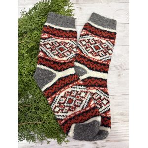 Жіночі теплі шкарпетки з овечої вовни Орнамент