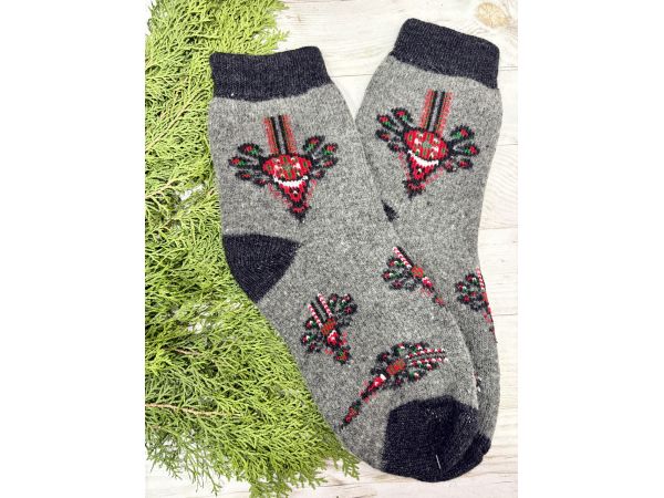 Шкарпетки з овечої вовни з українським орнаментом | Теплі вовняні шкарпетки на зиму