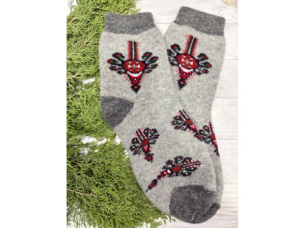 Шкарпетки з овечої вовни з українським орнаментом | Теплі вовняні шкарпетки на зиму