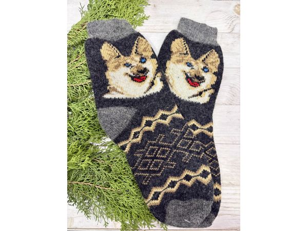 Шкарпетки чоловічі з овечої вовни з українським орнаментом | Теплі вовняні шкарпетки на зиму