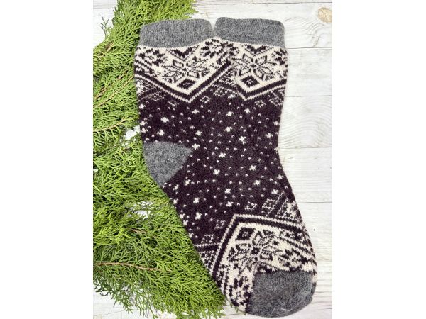 Шкарпетки з овечої вовни з українським орнаментом | Теплі вовняні шкарпетки на зиму