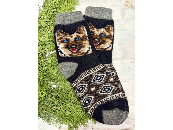 Шкарпетки з овечої вовни з українським орнаментом | Теплі вовняні шкарпетки на зиму