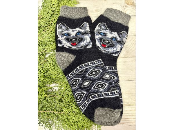 Шкарпетки з овечої вовни з українським орнаментом | Теплі вовняні шкарпетки на зиму