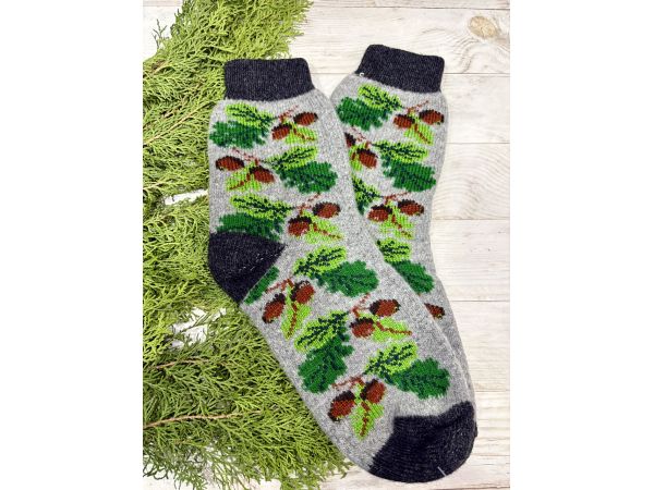 Шкарпетки з овечої вовни з українським орнаментом | Теплі вовняні шкарпетки на зиму
