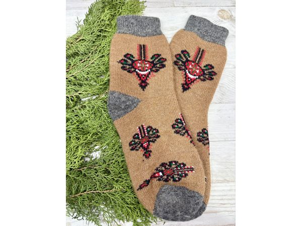 Шкарпетки з овечої вовни з українським орнаментом | Теплі вовняні шкарпетки на зиму