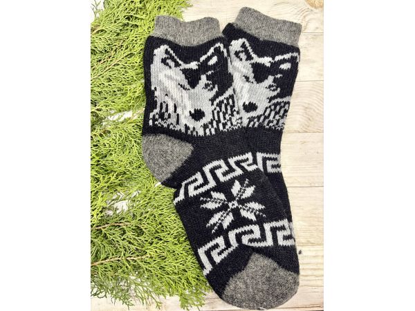 Шкарпетки з овечої вовни з українським орнаментом | Теплі вовняні шкарпетки на зиму