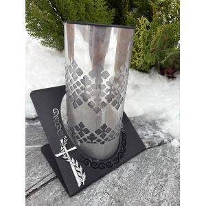 Лампадка на сонячній батареї чорна металева з хрестом — LED