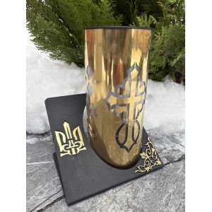 Лампадка на сонячній батареї золота металева з Тризубом — LED