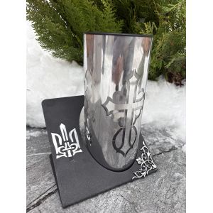 Лампадка на сонячній батареї срібна металева з Тризубом — LED