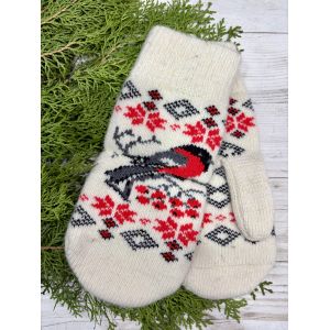 Рукавички з овечої вовни снігурі