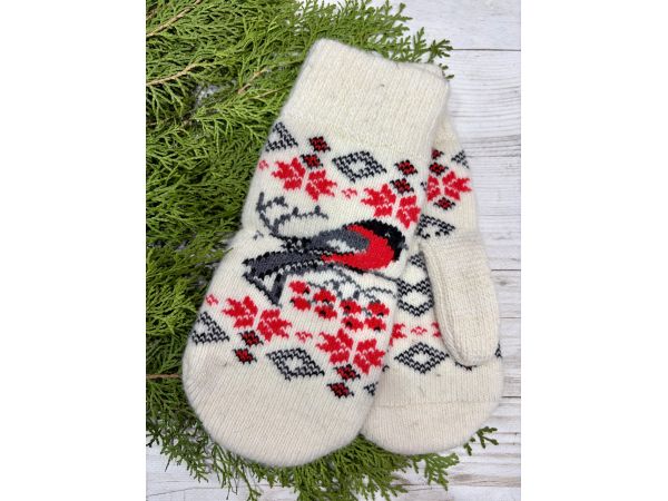 Рукавички з овечої вовни снігурі