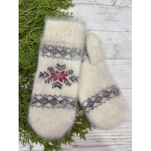 Рукавички з козячого пуху теплі зимові Орнамент