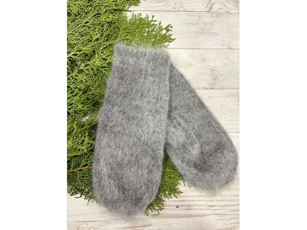 Рукавички з козячого пуху теплі зимові сірого кольору