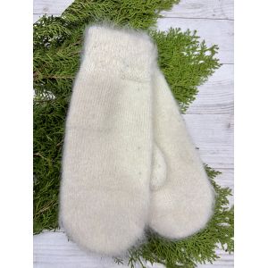 Рукавички з козячого пуху теплі зимові молочного кольору