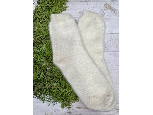 Шкарпетки жіночі з козячого пуху молочного кольору