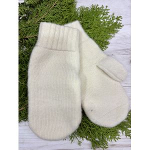 Рукавички з овечої вовни молочний колір
