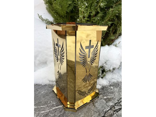 Лампадка на сонячній батареї золота металева Ангел — LED