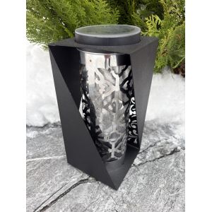 Лампадка на сонячній батареї чорна металева — LED