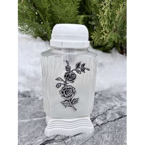 Лампадка на сонячній батареї біла скло з трояндою